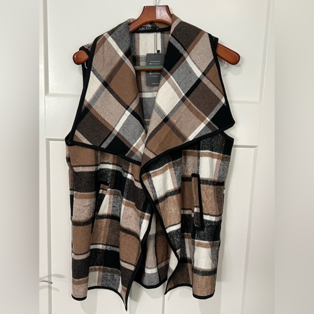 Yacun Plaid Sleeveless Vest Sz XL